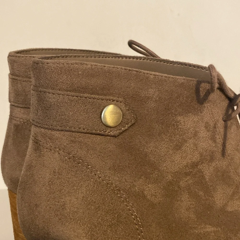 Dr. Scholl's Dynasty Tan Faux Suede Wedge Bootie -